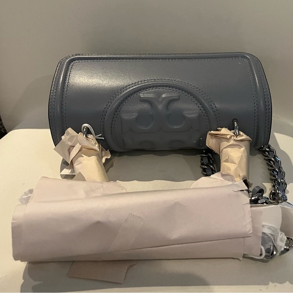 Tory Burch Fleming Convertible Shoulder Bag Cloud Blue Brand New With Tags BNWT - Picture 4 of 11